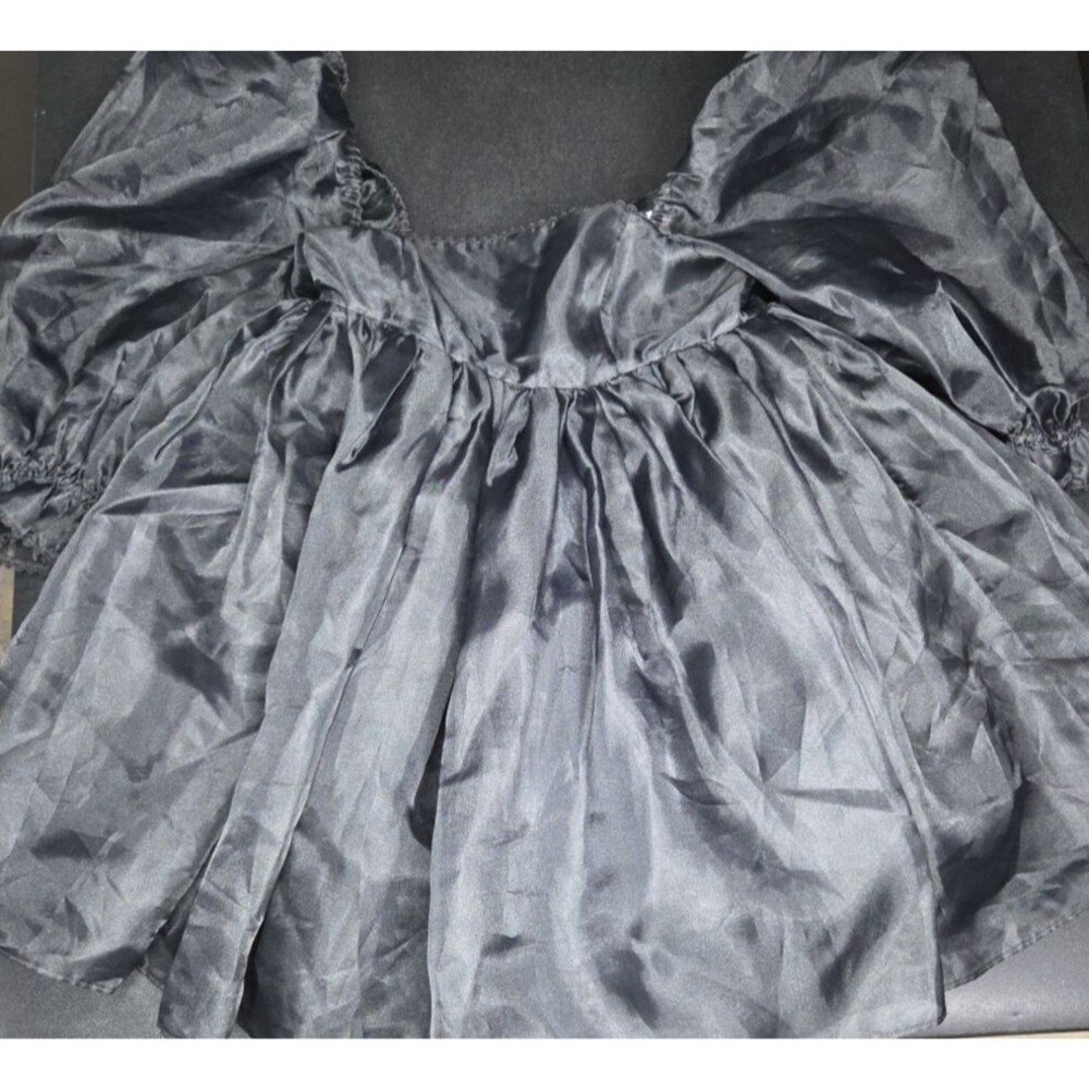 Selkie The Caviar Black Puff Dress Sz S Organza Babydoll Square Neck Fairycore - Picture 6 of 8